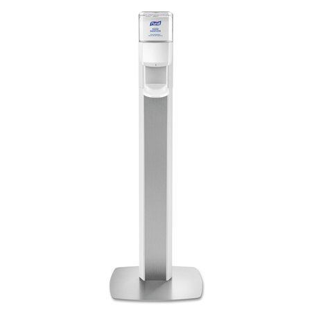 PURELL MESSENGER ES6 Floor Stand with Dispenser, 1,200 mL, 13.16 x 16.63 x 51.57, Silver/White 7306-DS-SLV